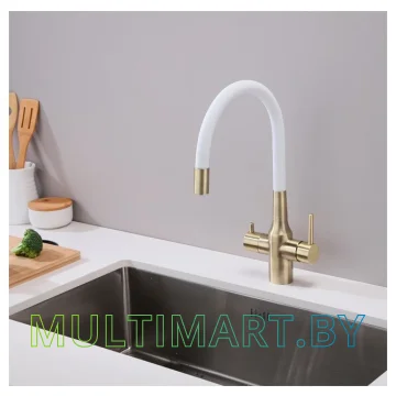 Смеситель Paulmark Salix Sa213419-BRw (белый/бронза) картинка 2